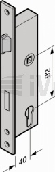 Zámek zadlabaný trubkový profil (40/92/9) otočná západka, KFV, PZ, DIN pravá/levá