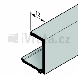 Zasklívací lišta, hliník, pro vedlejší dveře GA012 s pravým sklem, tloušťka výplně 6 mm, elox (max 6000 mm), E6/C0