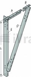 Stropní kotva, U-profil, díl D, L = 1500 - 2500 mm